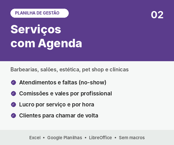 Planilha 02: Serviços com Agenda