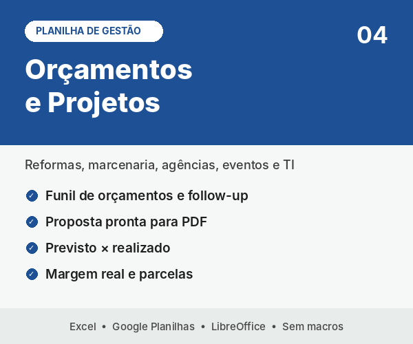 Planilha 04: Orçamentos e Projetos